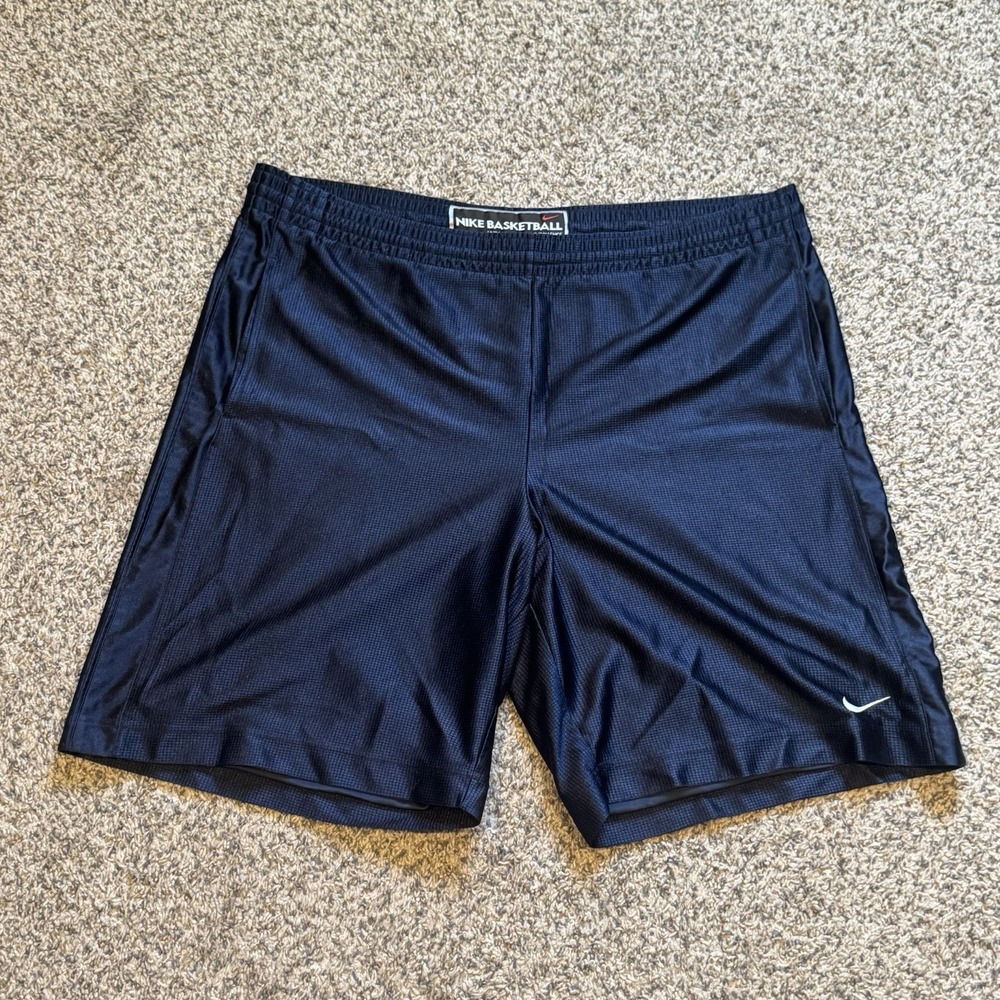 Vintage Y2K Nike Basketball Shorts Navy Silky Shiny Dazzle Baggy Mens XLarge
